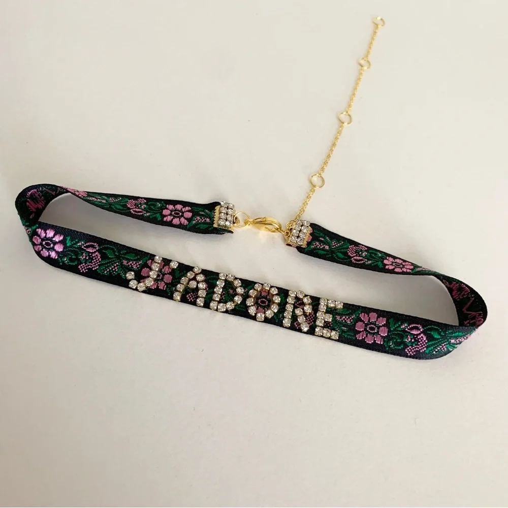 NWOT crystal embroidered choker necklace
